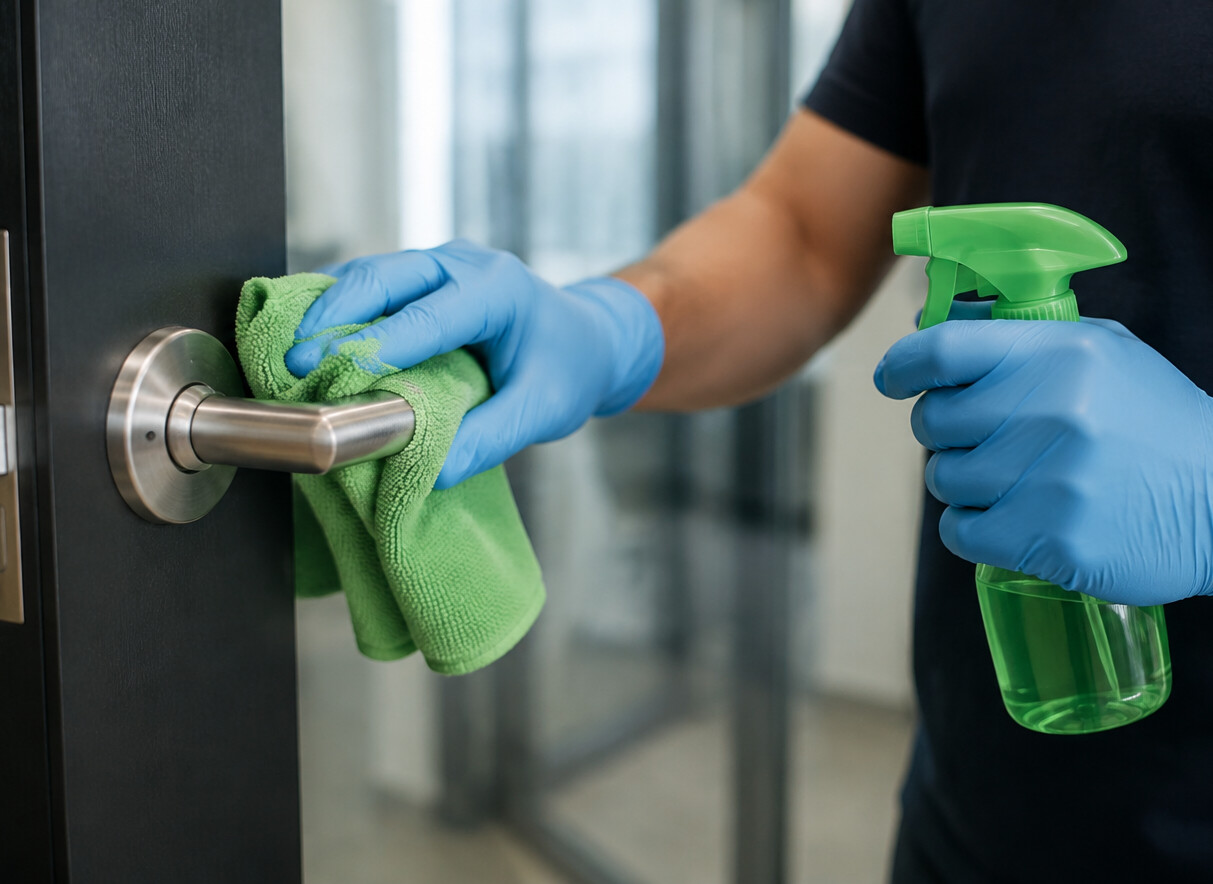 Cleaning a door handle