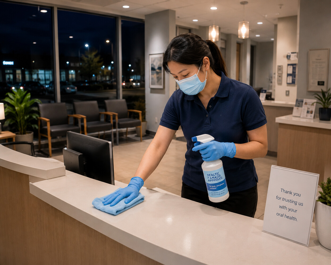 Cleaning a dental reception